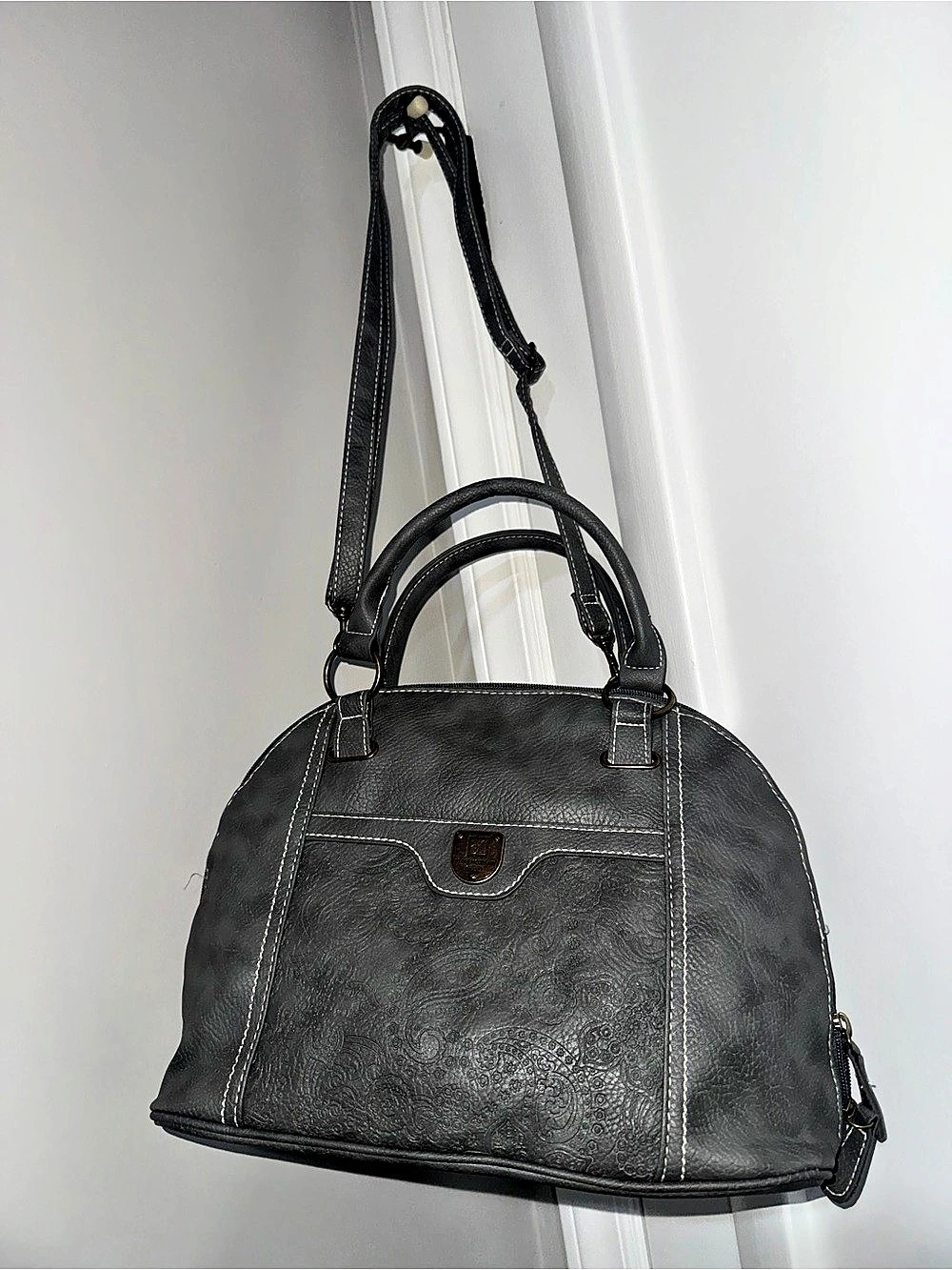 Stone Mountain Belmar Large Dome Satchel Gray Shoulder Bag